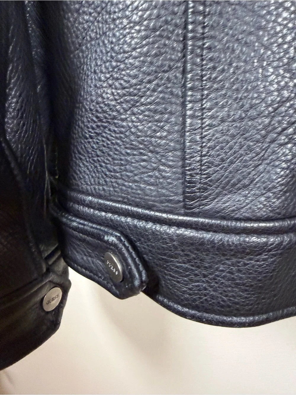 GUESS Men’s S Black Genuine Leather Full Zip Jacket 100% Leather Y2K